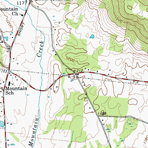 Topographic Map of Cross Roads, TN