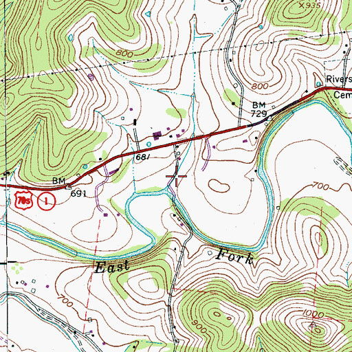 Topographic Map of Dodd Hollow, TN