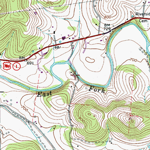 Topographic Map of Hoover Mill (historical), TN