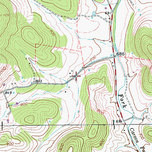 Topographic Map of Thomas Hollow, TN