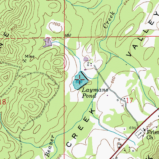 Topographic Map of Laymans Pond, AL