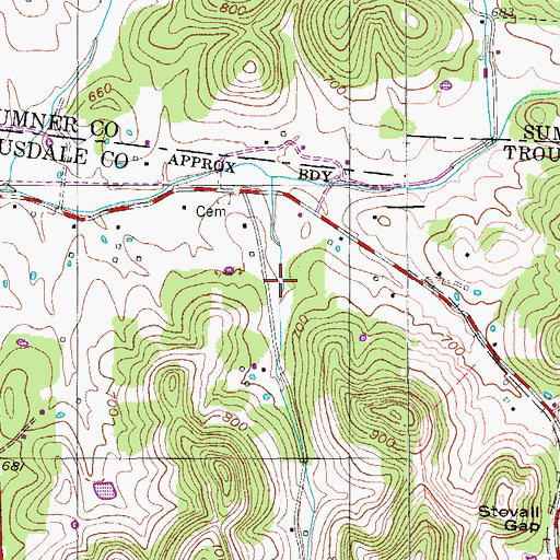 Topographic Map of Hog Hollow, TN