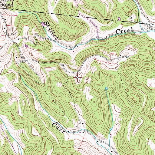 Topographic Map of Vaden Hill, TN