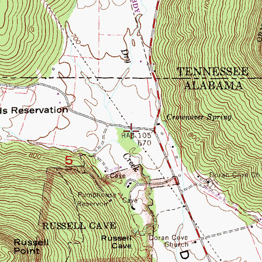 Topographic Map of Chuck Cove Branch, TN