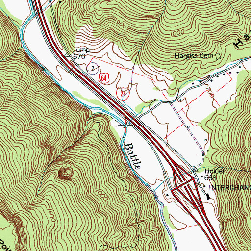 Topographic Map of Hargiss Cove Branch, TN