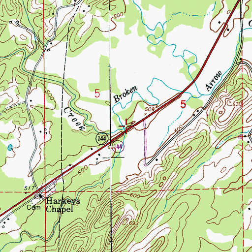 Topographic Map of Leather Creek, AL