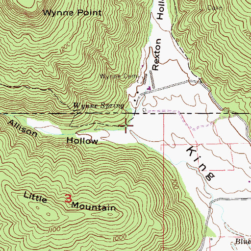Topographic Map of Rexton Hollow Creek, TN