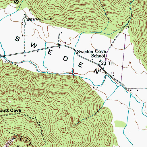Topographic Map of Rogers Cove Branch, TN