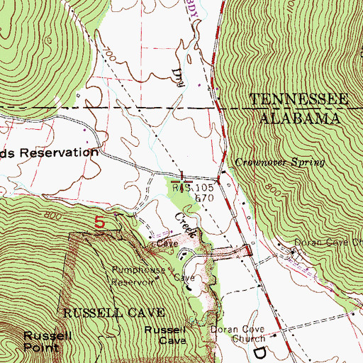 Topographic Map of Wildcat Cove Branch, TN