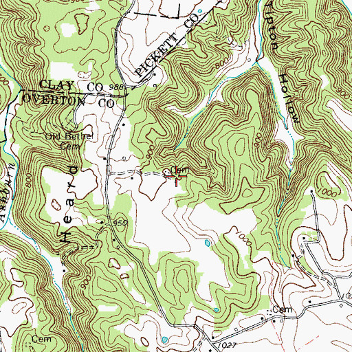 Topographic Map of Canners Cemetery, TN