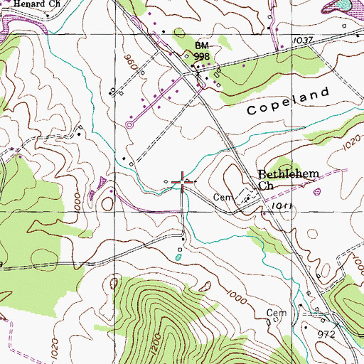 Topographic Map of Copeland Creek, TN