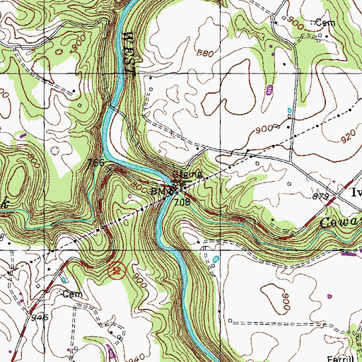 Topographic Map of Cowan Hollow, TN