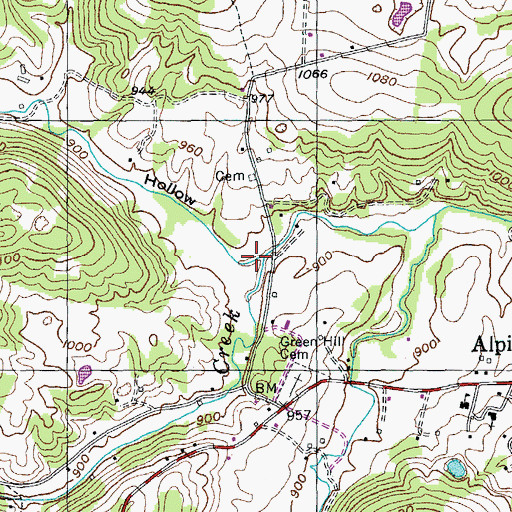 Topographic Map of Crawford Branch, TN