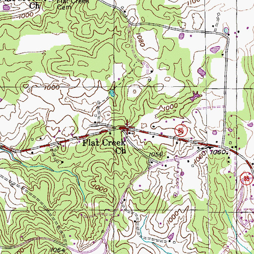 Topographic Map of Flat Creek, TN