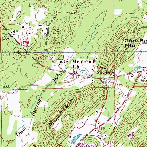Topographic Map of Lister Memorial Church, AL