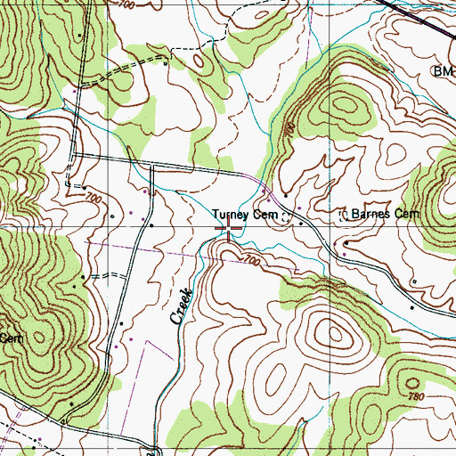 Topographic Map of Barnes Hollow, TN
