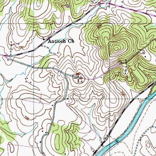 Topographic Map of Hickory Ridge, TN