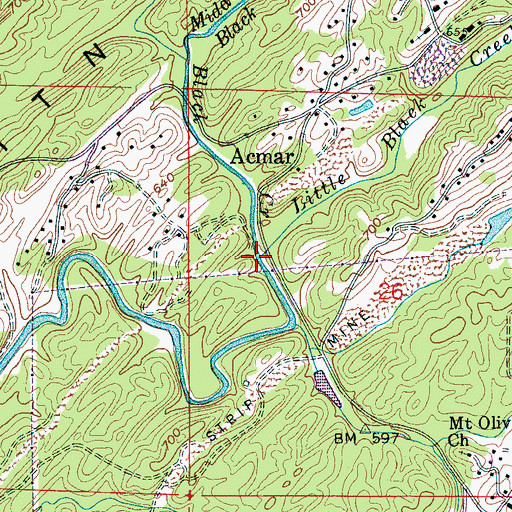 Topographic Map of Little Black Creek, AL