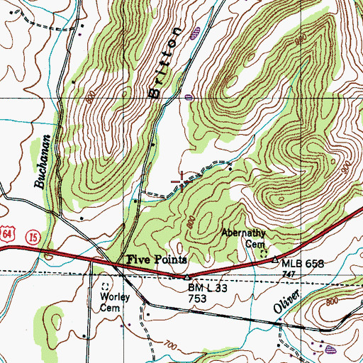Topographic Map of Smith Subdivision, TN