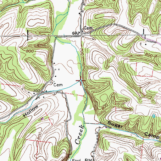 Topographic Map of Pop Branch, TN