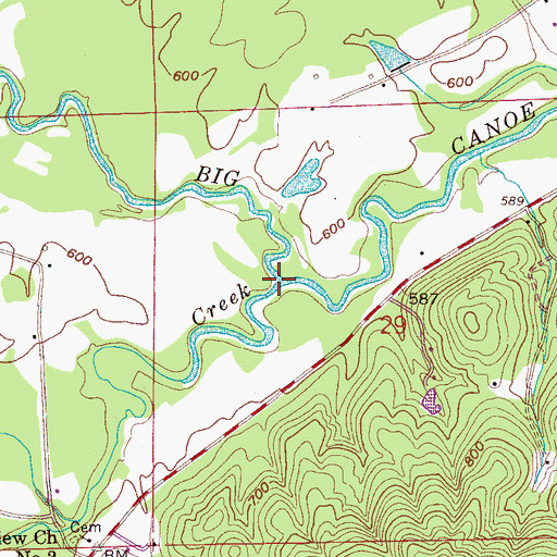 Topographic Map of Little Canoe Creek, AL