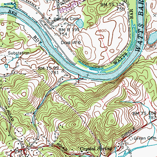 Topographic Map of Happy Hollow, TN