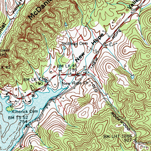 Topographic Map of New Hope, TN