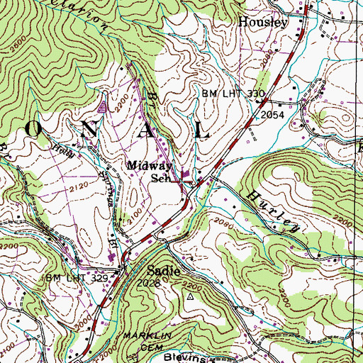 Topographic Map of Davis Hollow, TN