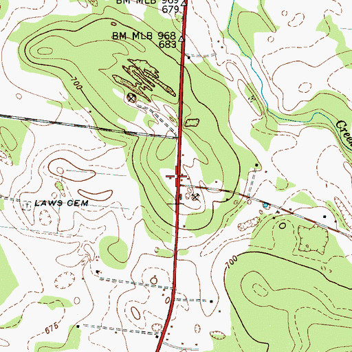 Topographic Map of Laws Hill, TN