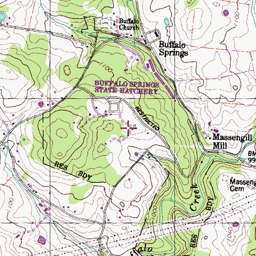 Topographic Map of Buffalo Springs State Game Farm, TN