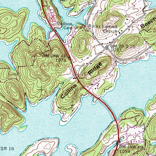Topographic Map of Crosby, TN