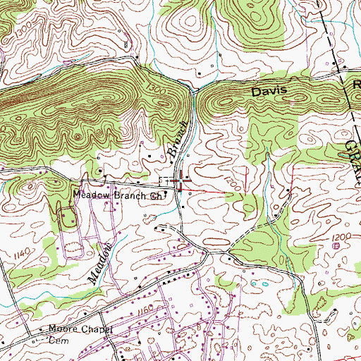 Topographic Map of Meadow Branch, TN