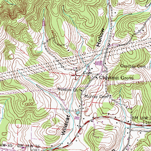 Topographic Map of Sugar Hollow, TN