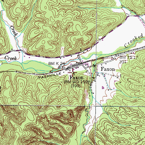 Topographic Map of Faxon Church, TN