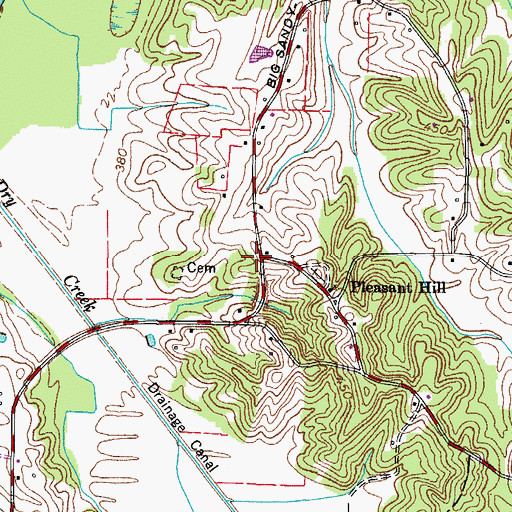 Topographic Map of Halls, TN