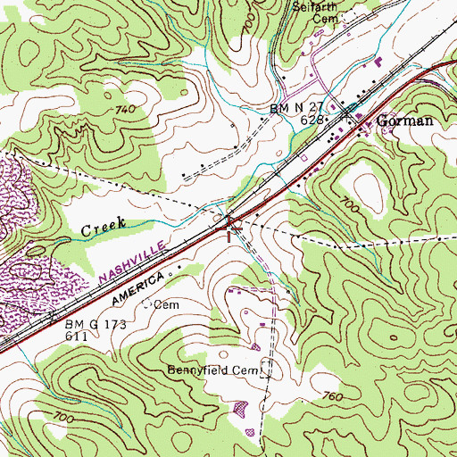 Topographic Map of Burns Hollow, TN