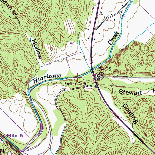 Topographic Map of Stewart Branch, TN