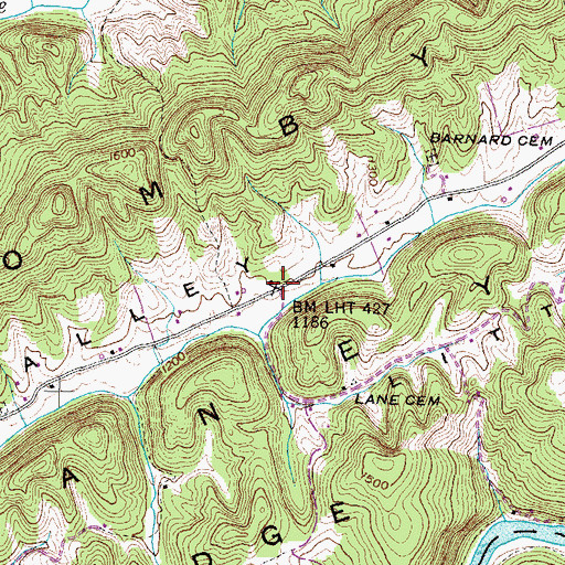 Topographic Map of Caney Valley, TN