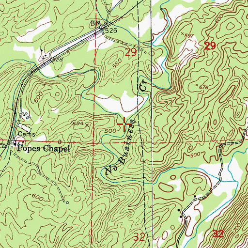 Topographic Map of Little No Business Creek, AL