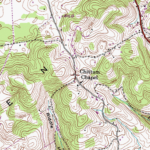 Topographic Map of Chittum, TN