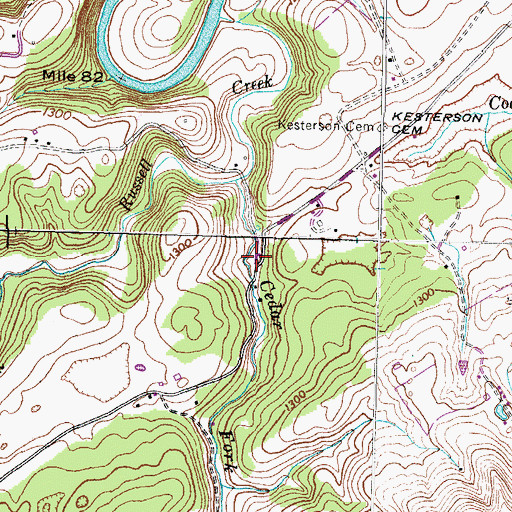 Topographic Map of Old Cedar Fork, TN