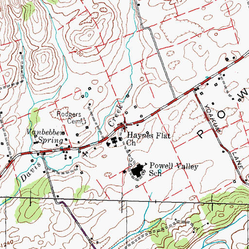 Topographic Map of Powell Valley, TN