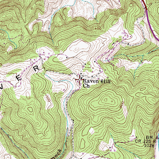 Topographic Map of Raven Hill, TN