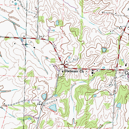 Topographic Map of Ebenezer, TN