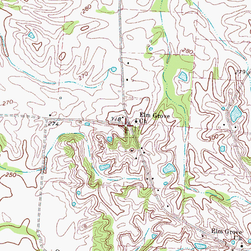 Topographic Map of Elm Grove, TN