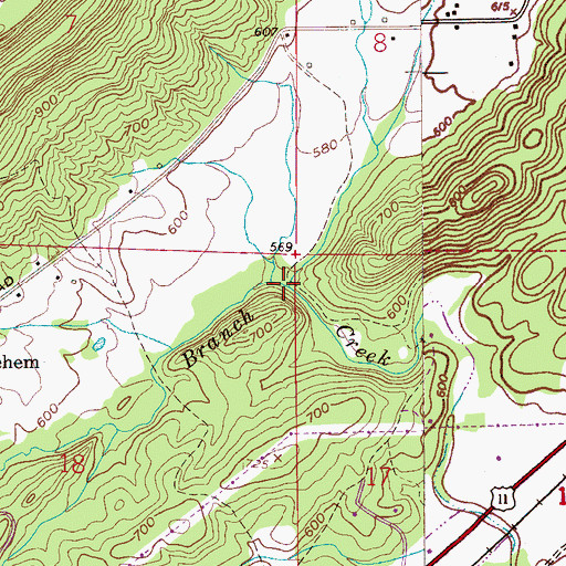 Topographic Map of Logan Branch, AL