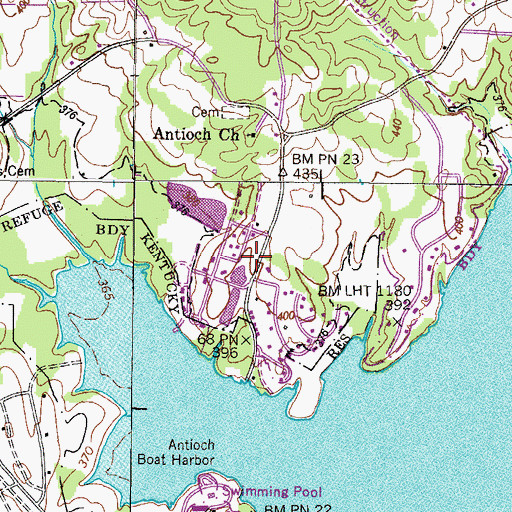Topographic Map of Moons, TN