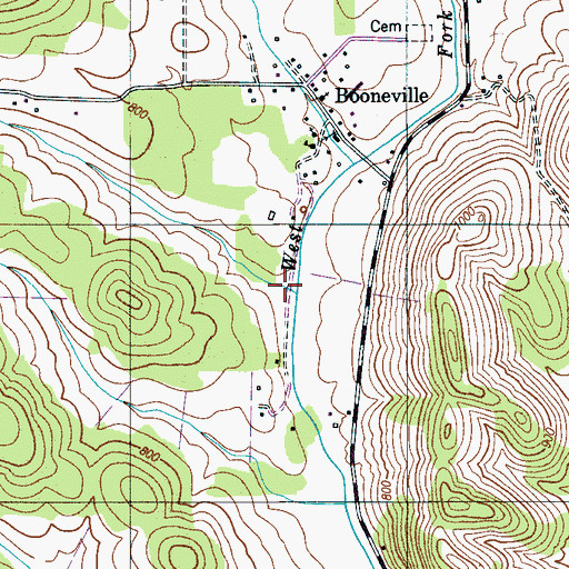 Topographic Map of Reed Hollow, TN