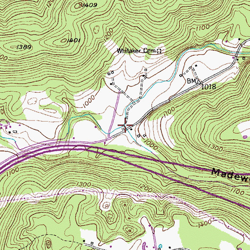 Topographic Map of Barnes Hollow Branch, TN