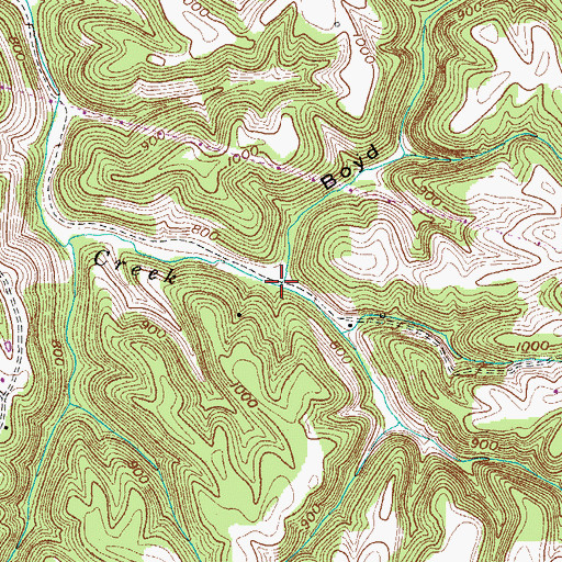 Topographic Map of Boyd Hollow Branch, TN